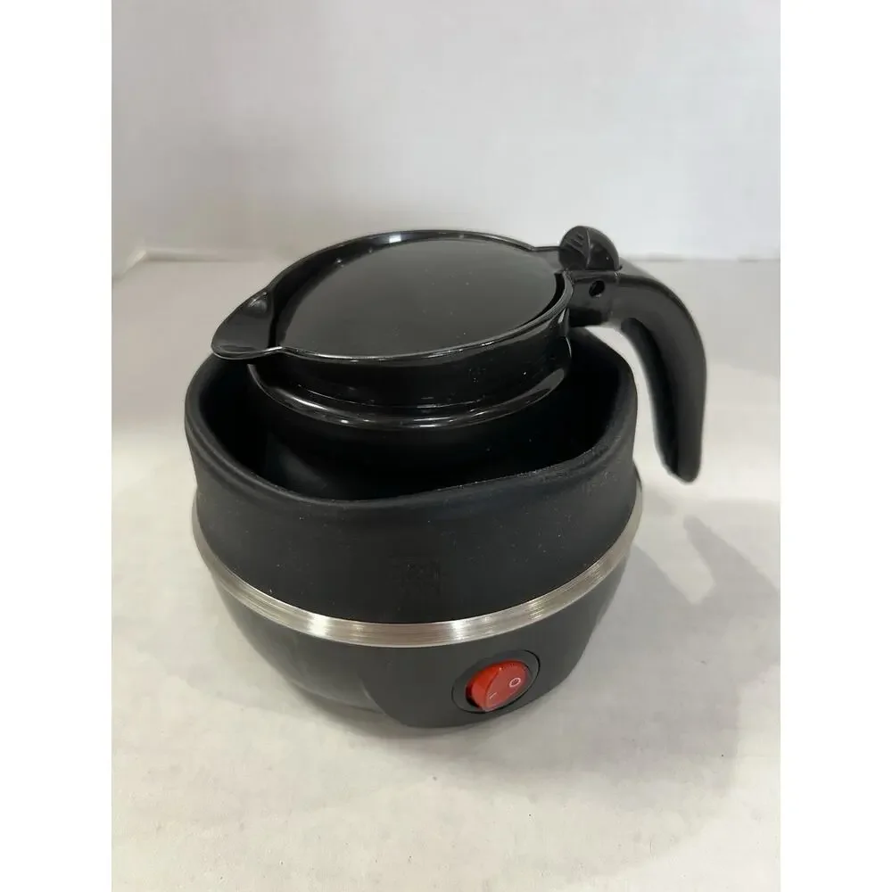Life Authentics Foldable Electric Kettle Portable 555mL Black Silicone Travel